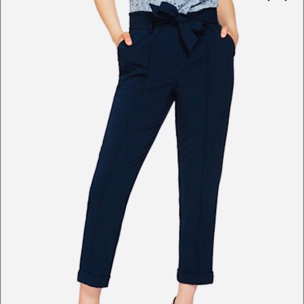 DEX | Cropped Pants w/Waist Tie | Navy | Lrg